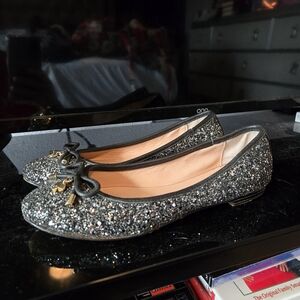 Kate Slade Glittery Black And Silver Flats